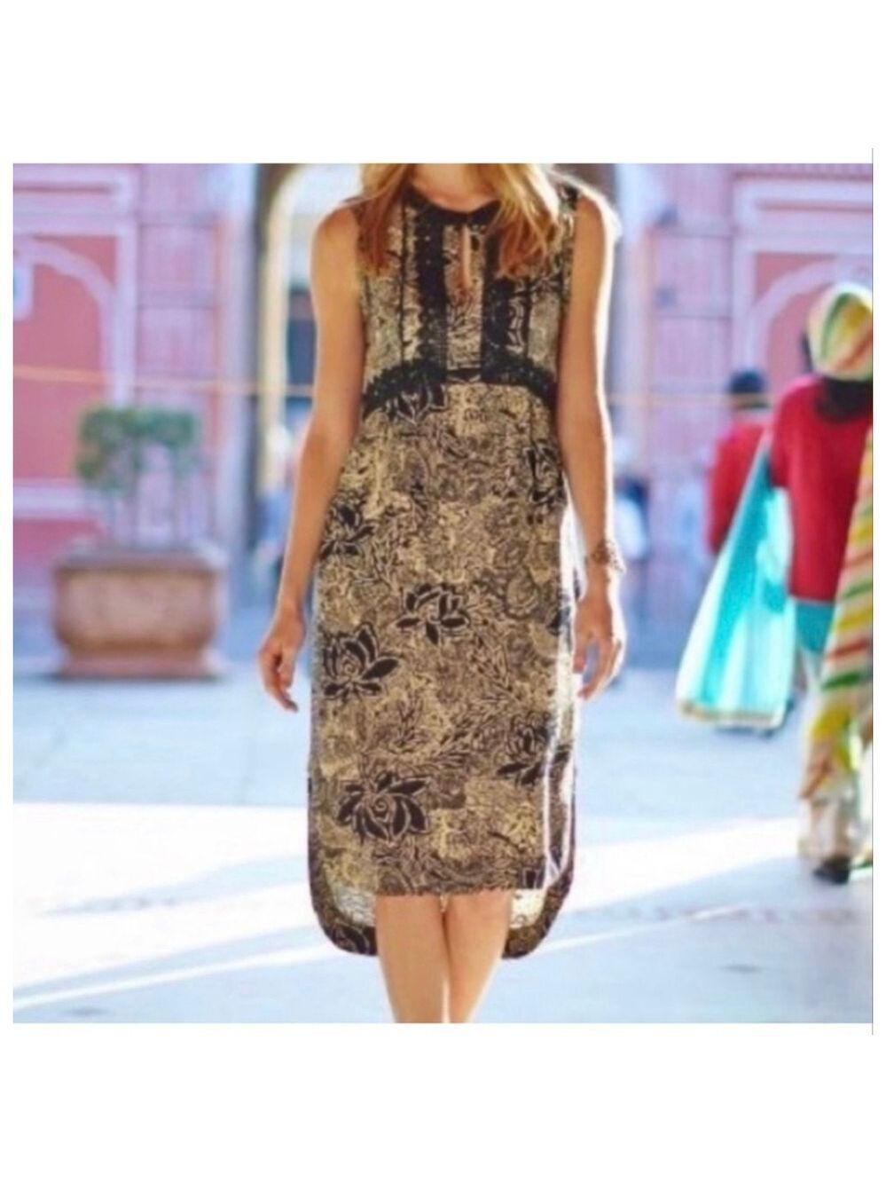 Anthropologie Holding Horses Suraja Paisley Tunic Dress High Low Fringe 4 - Picture 2 of 10